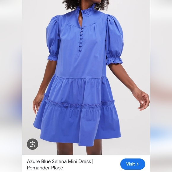 Pomander Place Azure Purple/Blue Selina Mini Ruffle Dress In Medium - Picture 3 of 8